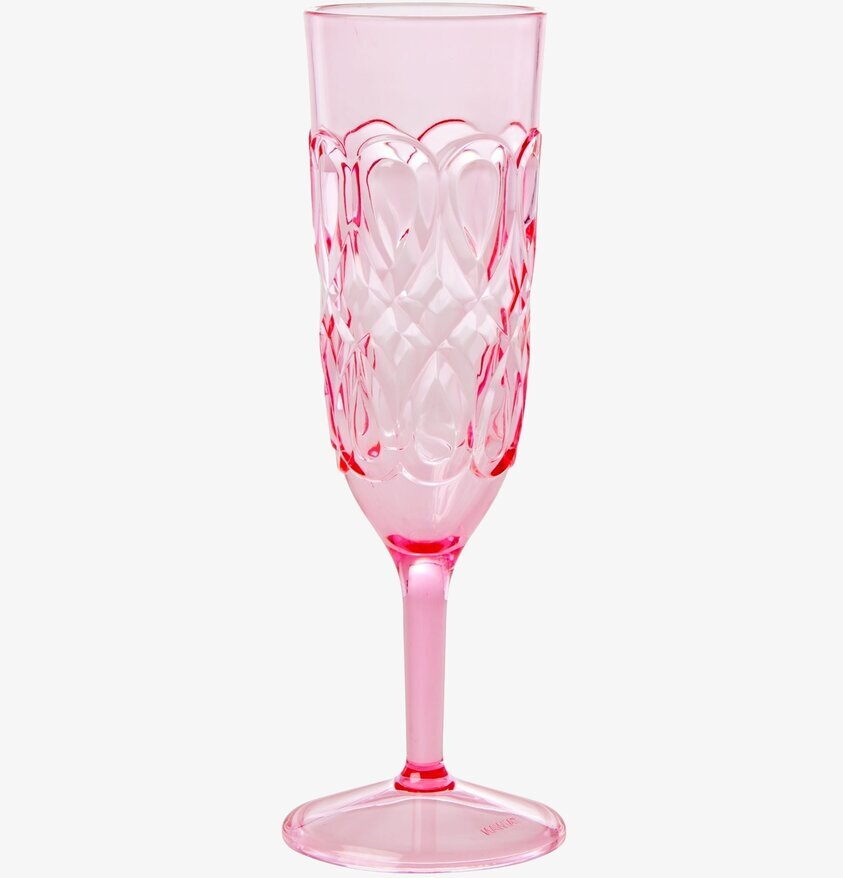 Champagne Glas Swirly Pink från Rice mot neutral bakgrund