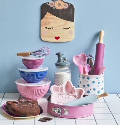 Bakform Silikon Unicorn Brödkavel Junior Ballongvisp Redskapskrus Watercolor Splash Print Skärbräda Melamin Sweet Face Skålar 3-Pack