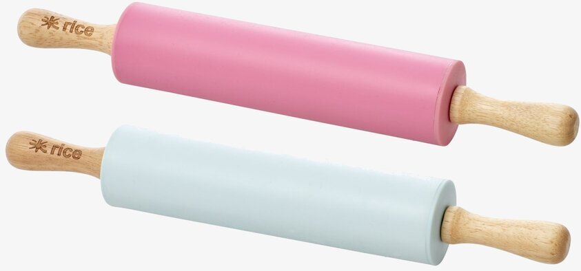 Brödkavel Silikon Junior från Rice i rosa och blått
