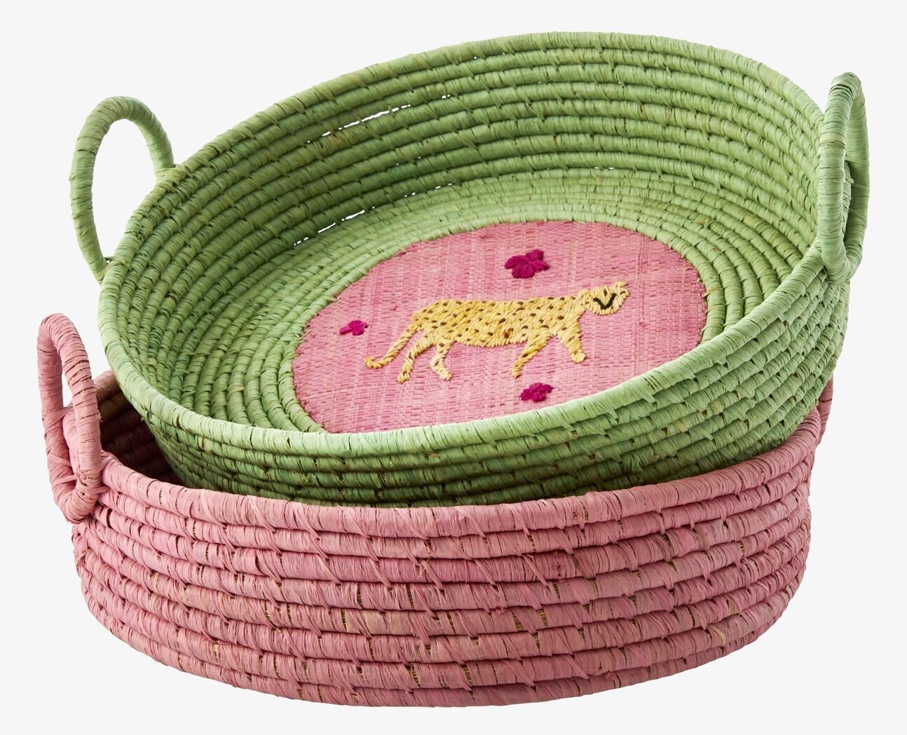 Handbroderad Brödkorg Simply Yes från Rice med leopardmotiv