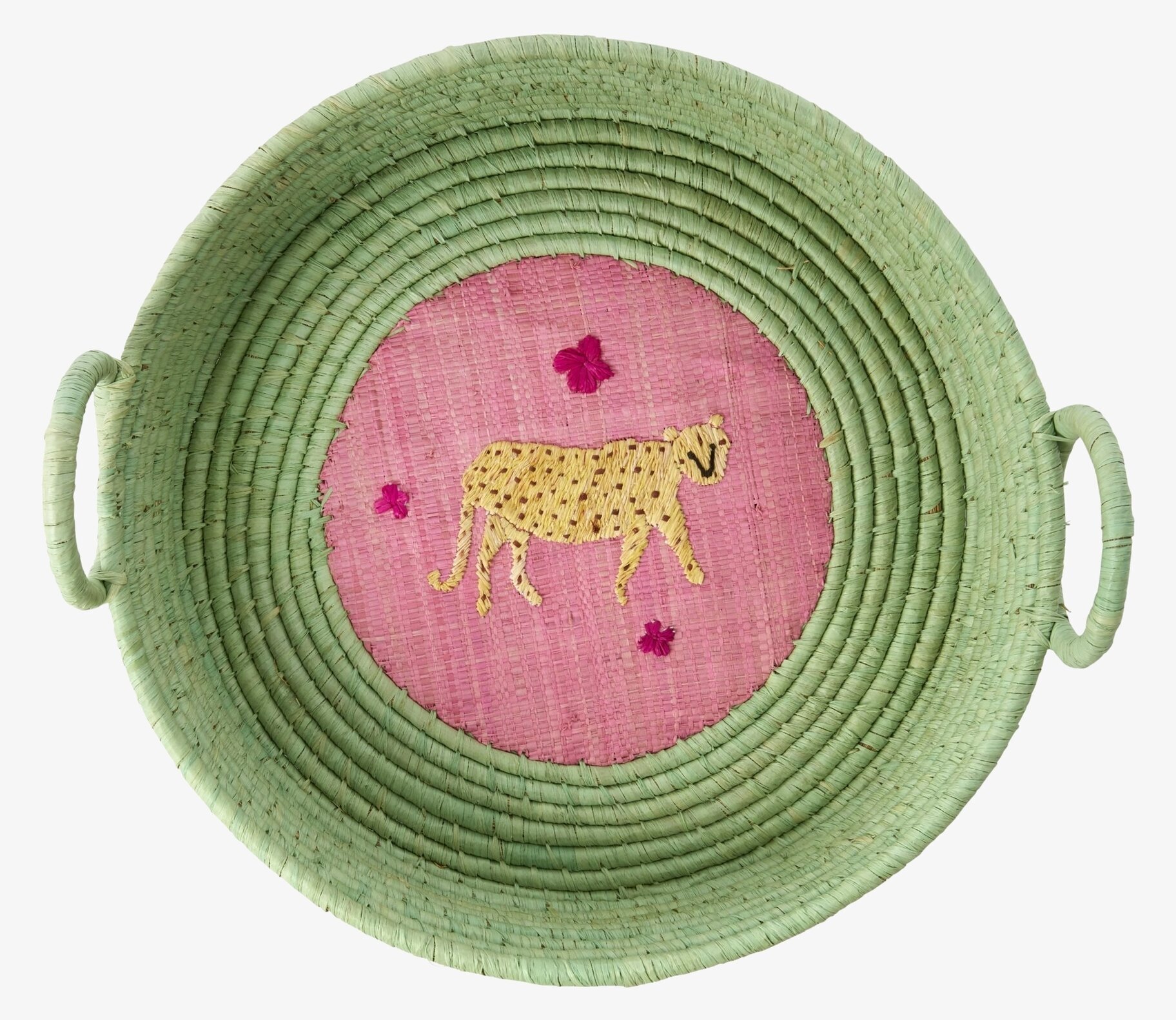 Handbroderad Brödkorg Simply Yes från Rice med leopardmotiv