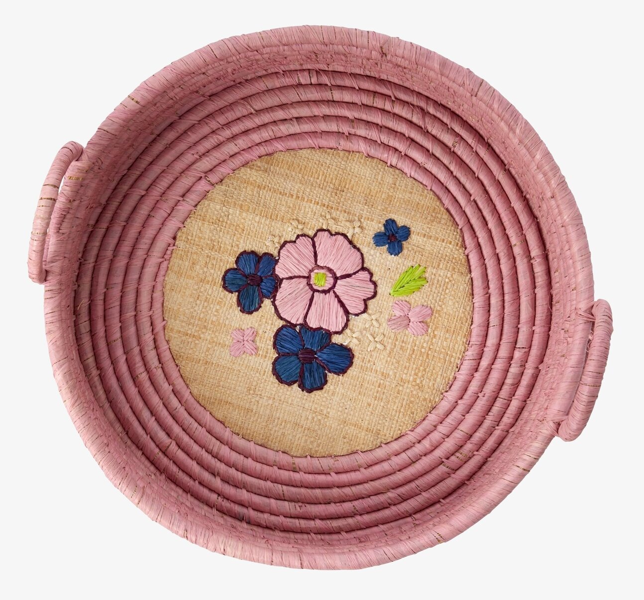Handbroderad Brödkorg Simply Yes från Rice i rosa nyans