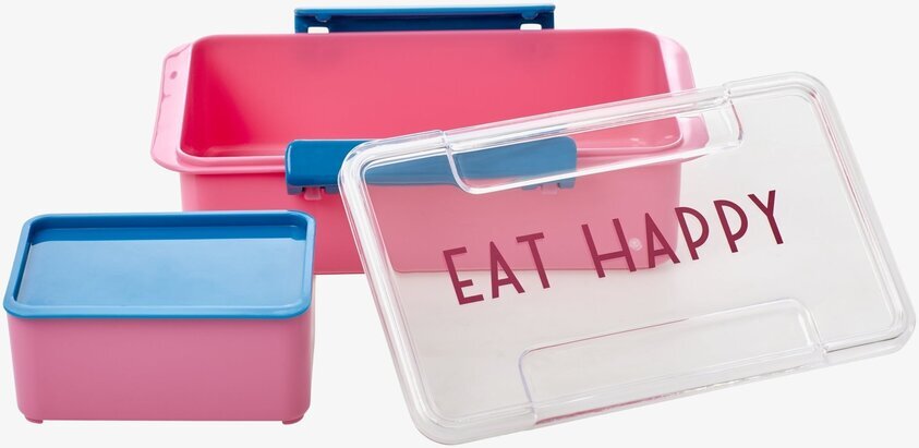 Lunchbox Eat Happy Pink från Rice med rosa och blå detaljer