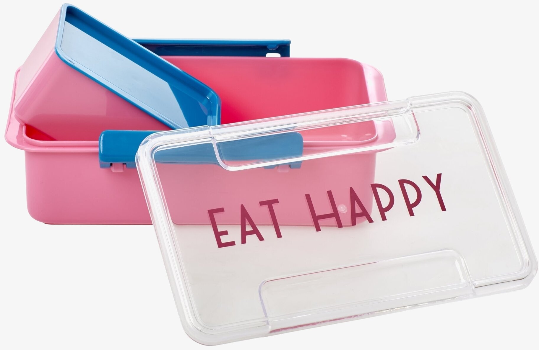 Lunchbox Eat Happy Pink från Rice med innerlåda och lock