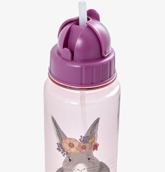 Dryckesflaska Farm Animals Print Pink från Rice med kaninmotiv