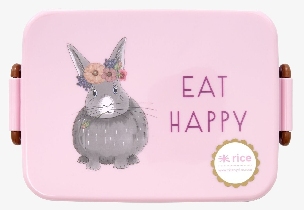Lunchbox Farm Animals Print Pink från Rice med kaninmotiv