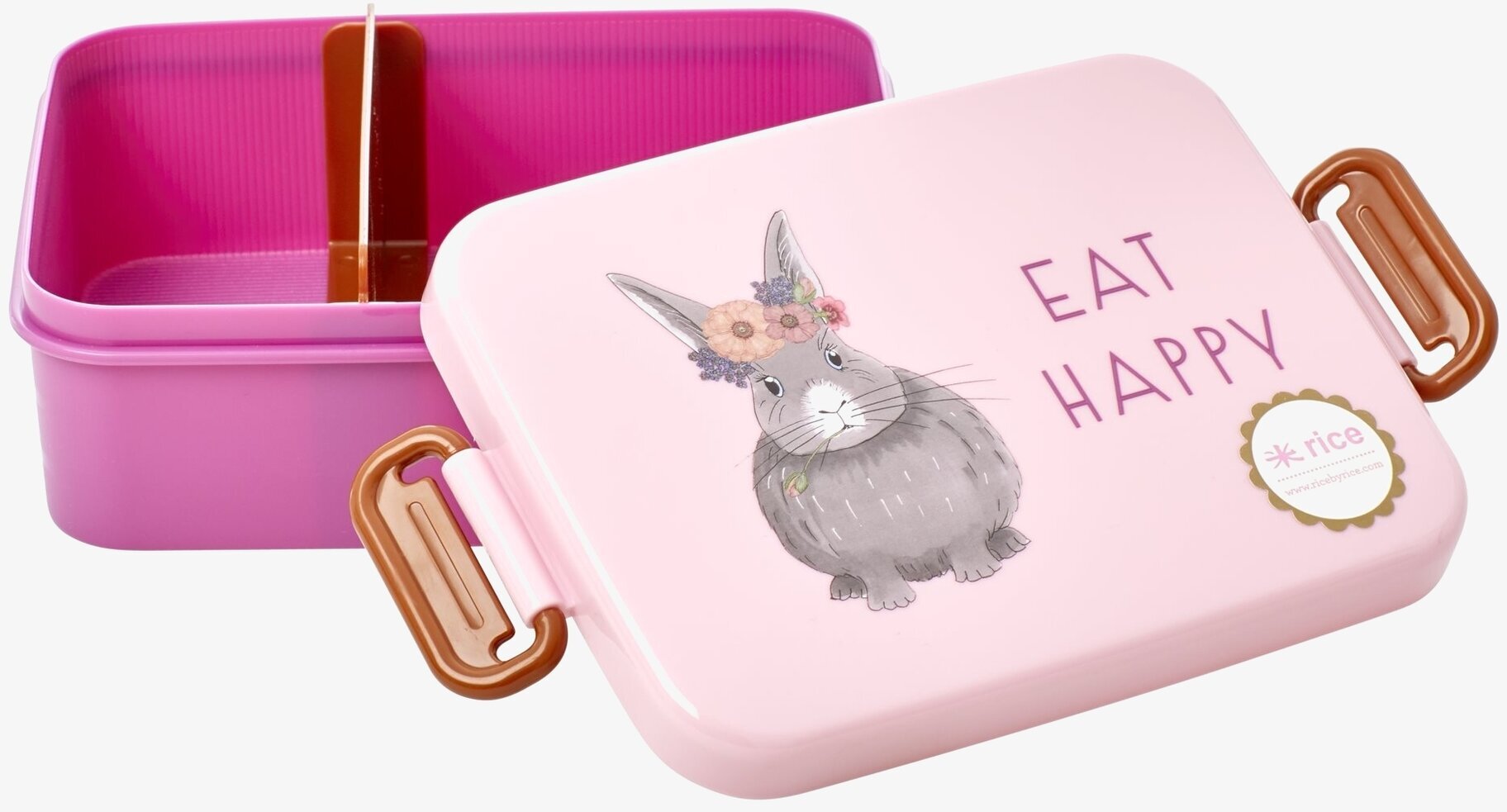 Lunchbox Farm Animals Print Pink från Rice med kaninmotiv