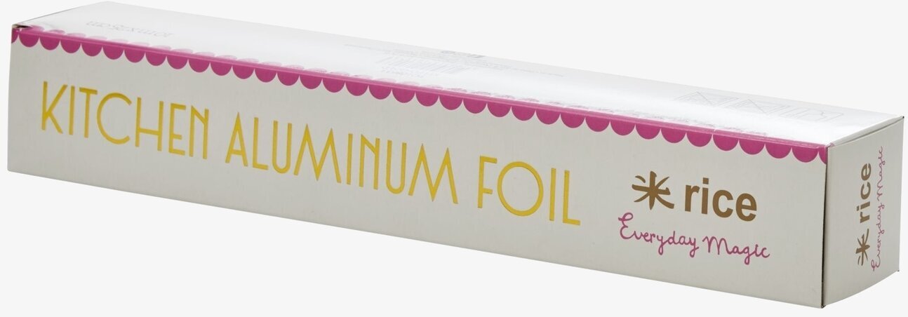 Aluminiumfolie Guld från Rice i en vit och rosa förpackning