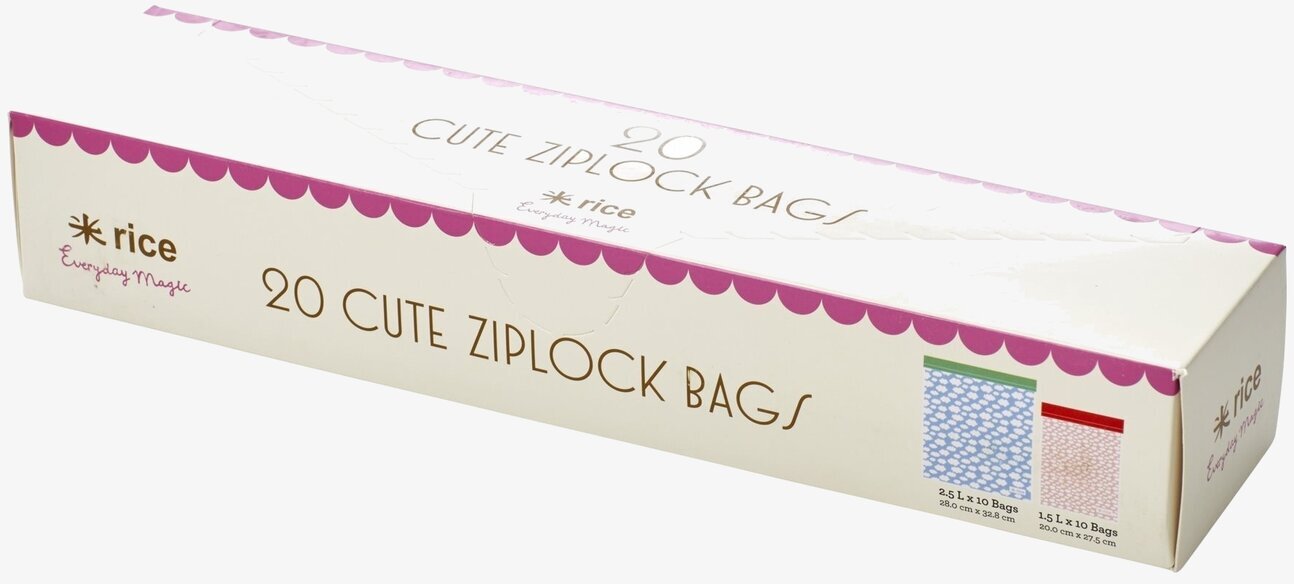 Plastpåsar Ziplock Cloud från Rice i en stilren förpackning