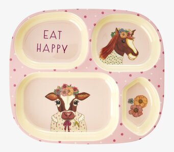 Barntallrik 4-Fack Farm Animals Print Pink från Rice