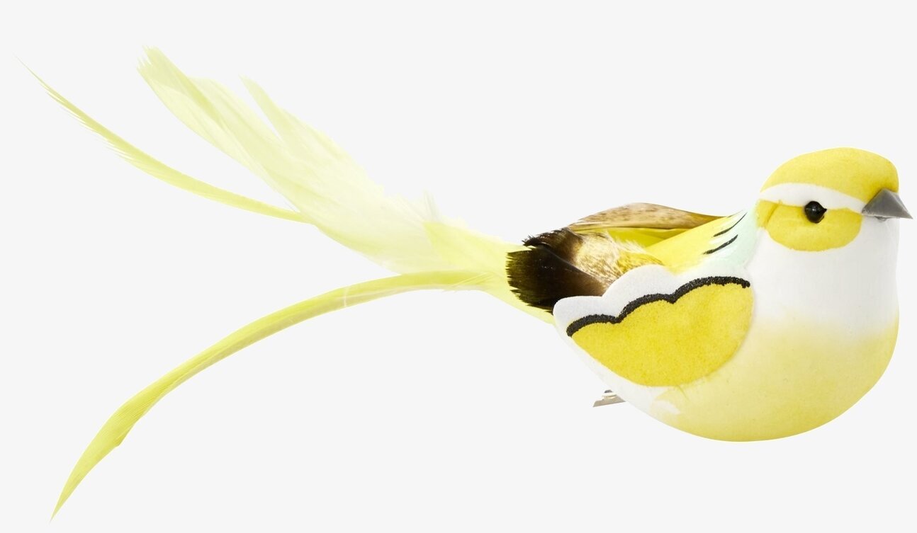 Dekorationsfågel Med Clip från Rice i gul och vit färg