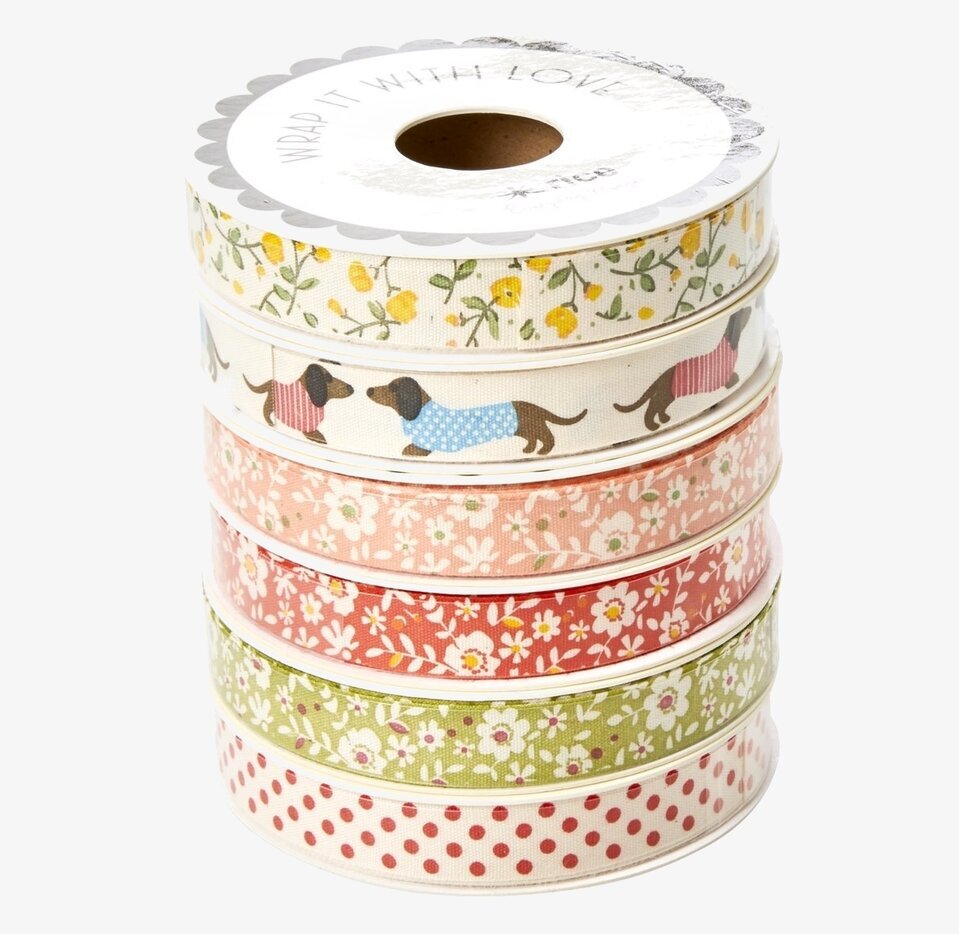 Present/Tygband Rice från Rice i olika mönster och färger