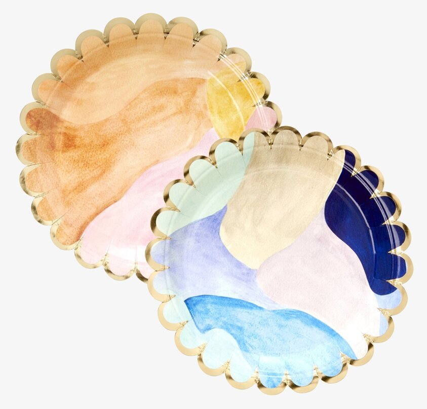 Papperstallrik Scallop Gold Edge från Rice i två färgvarianter