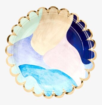 Papperstallrik Scallop Gold Edge från Rice med guldlinje