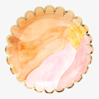 Papperstallrik Scallop Gold Edge från Rice med guldkant