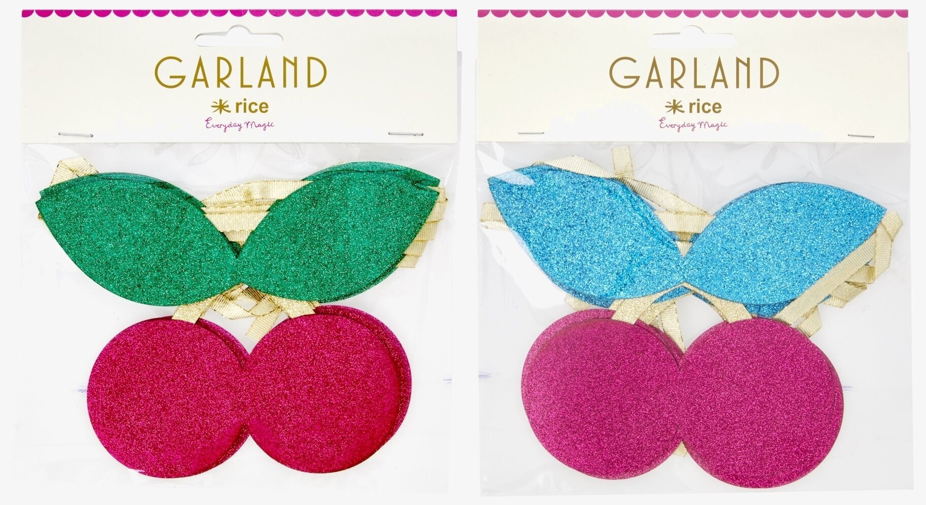 Dekorationsgirlang Körsbär från Rice i glittrande design