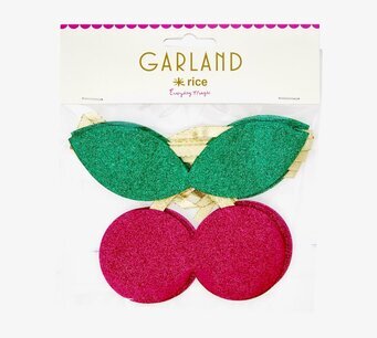 Dekorationsgirlang Körsbär från Rice med glittriga körsbär