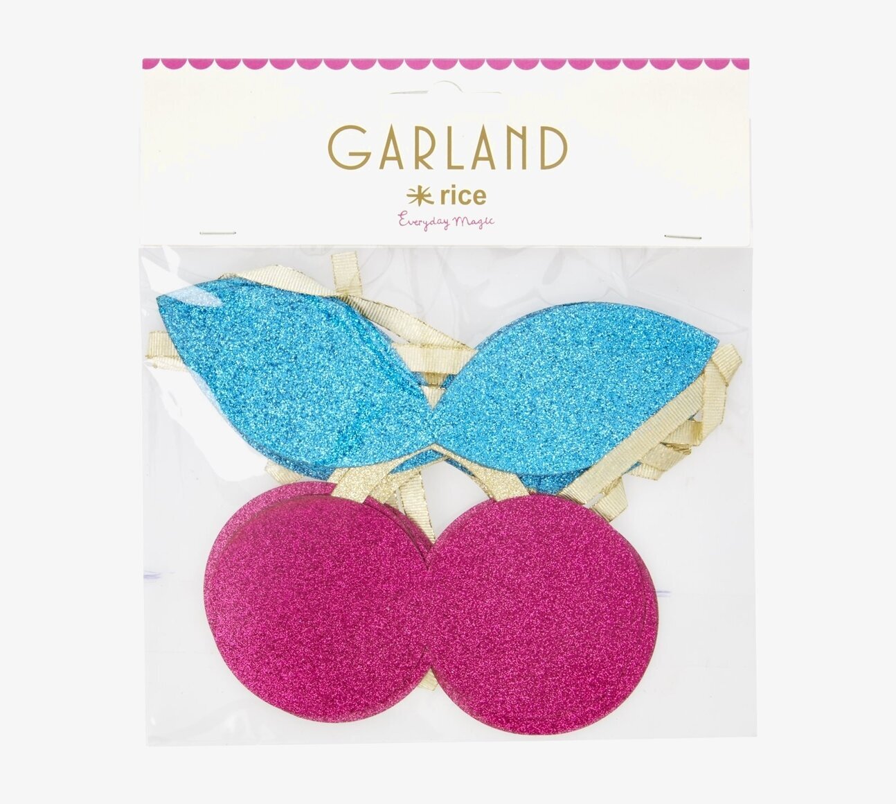 Dekorationsgirlang Körsbär från Rice med glittriga detaljer