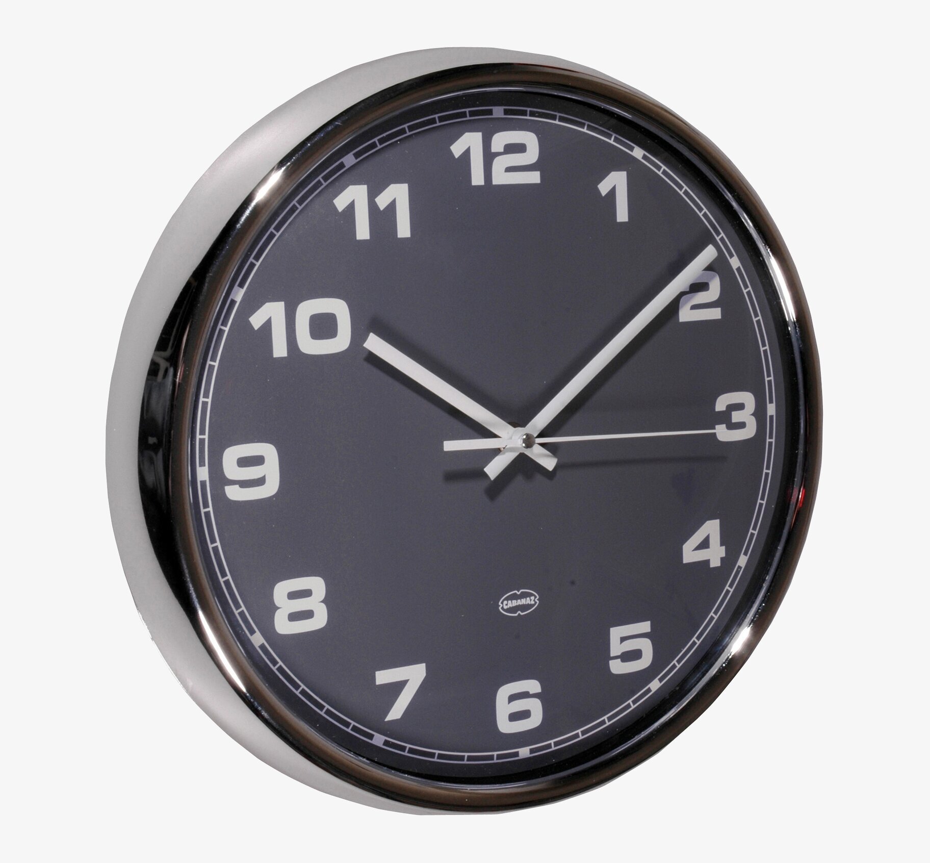 Väggklocka Grå från Cabanaz med kromram och vit urtavla