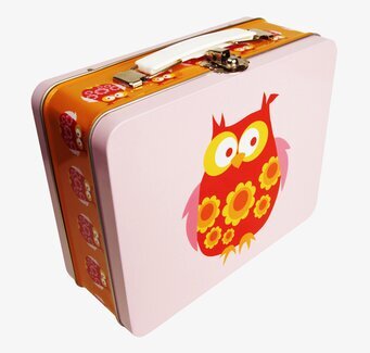 Lunchbox - Röd uggla från Blafre med färgglad design