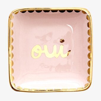 Smyckesfat Oui från Rice i ljusrosa med guldfärgade detaljer