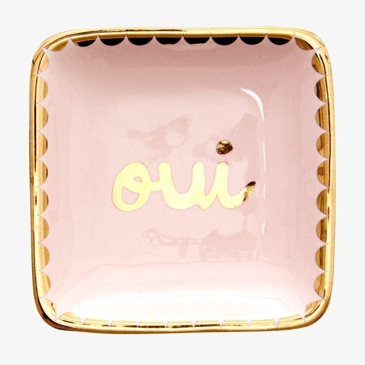 Smyckesfat Oui från Rice i ljusrosa med guldfärgade detaljer