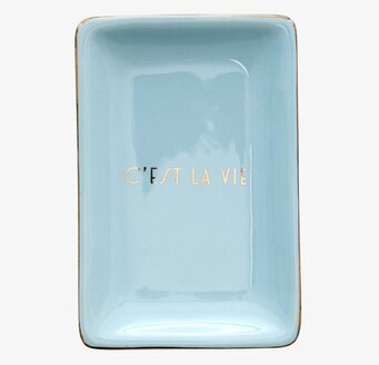 Smyckesfat Cèst La Vie från Rice i blått med guldkant