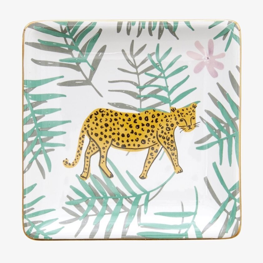 Smyckesfat Leopard & Leaves från Rice med leopard och löv
