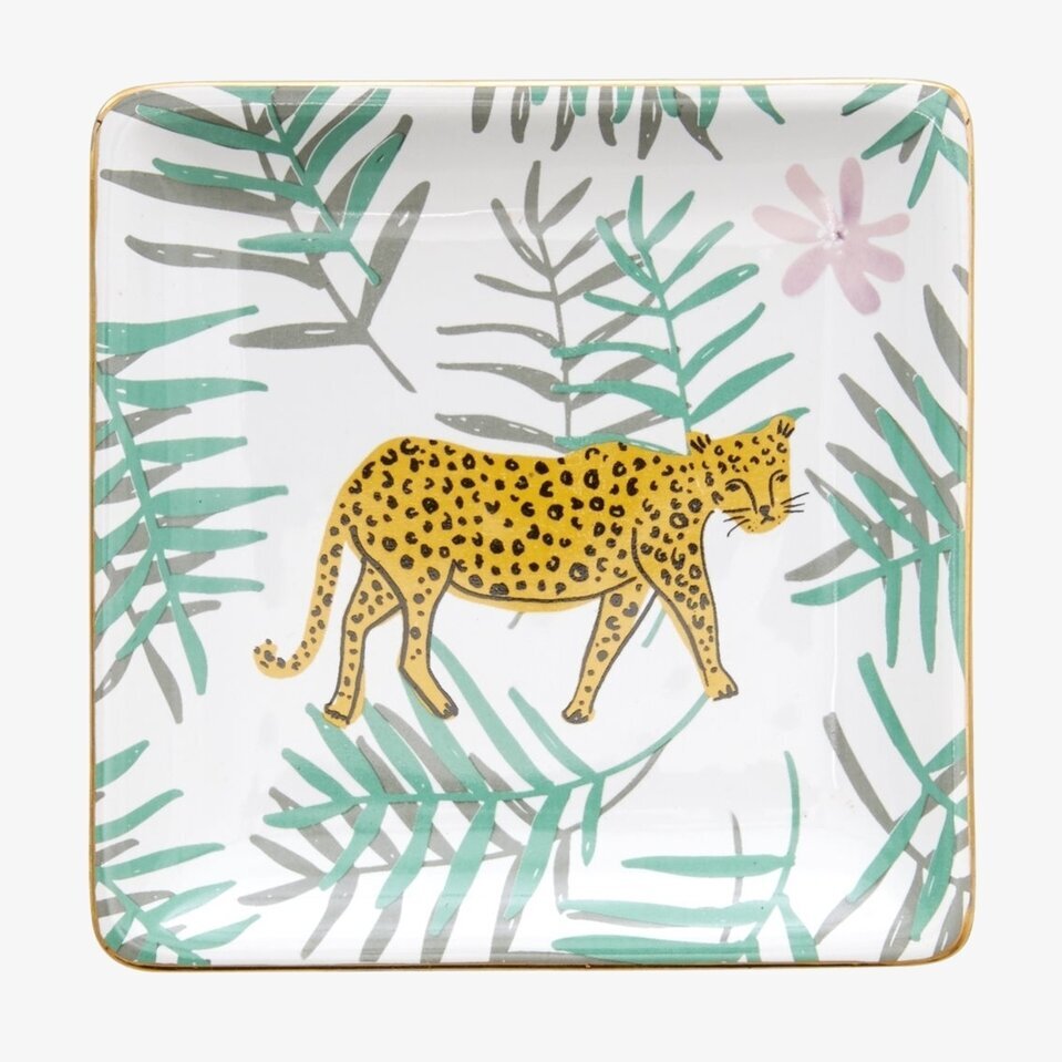 Smyckesfat Leopard & Leaves från Rice med leopard och löv