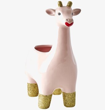 Blomkruka Mythical Giraffe från Rice i rosa med guldglitter