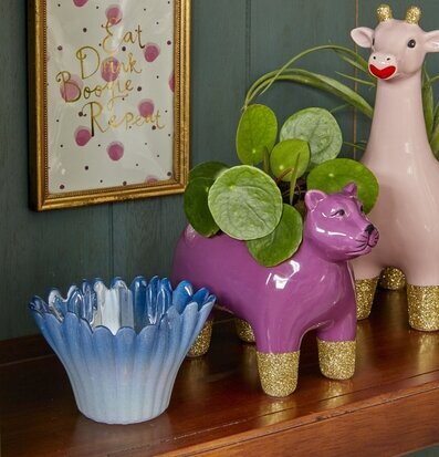 Blomkruka Mythical Giraffe från Rice i rosa keramik