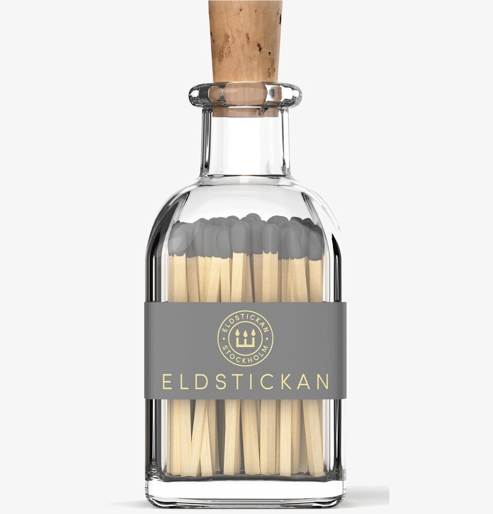 Tändstickor Liten Aska från Eldstickan i glasbehållare