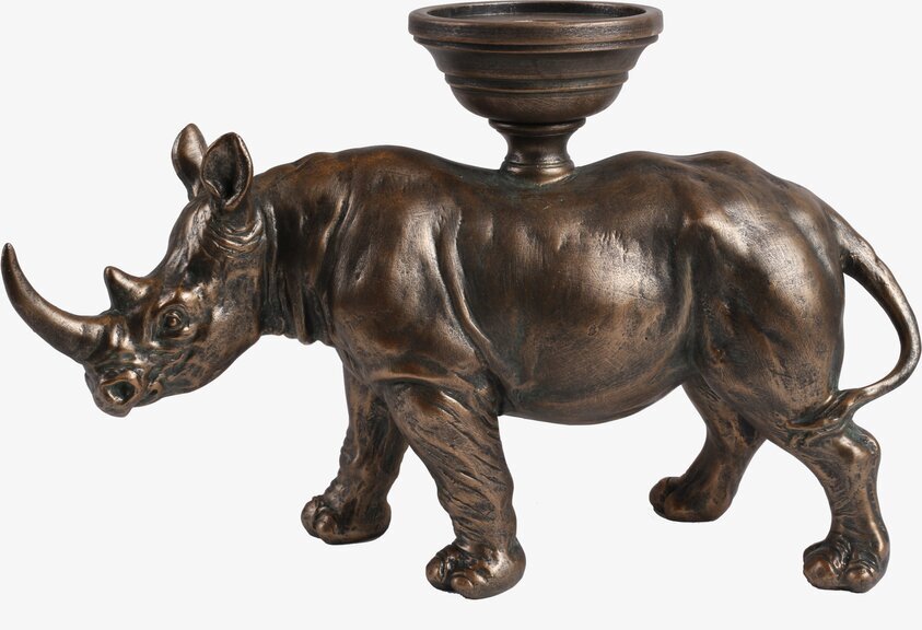 Ljusstake Rhinoceros Antik Guld från Interstil, detaljrik