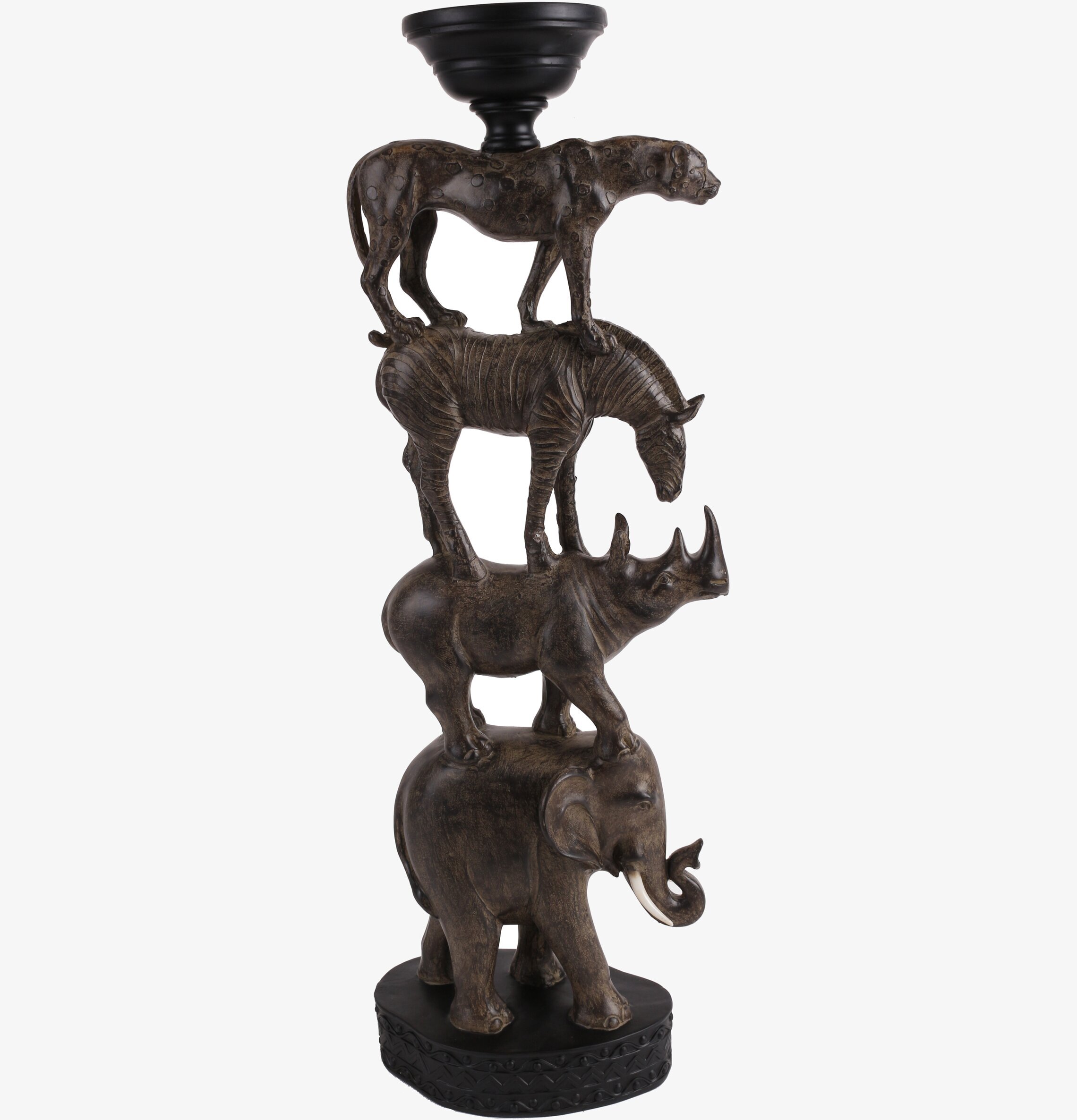 Ljusstake Savannah Antikbrun från Interstil med djurmotiv