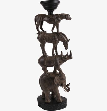 Ljusstake Savannah Antikbrun från Interstil med djurmotiv