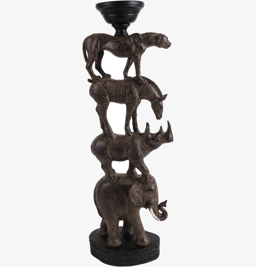 Ljusstake Savannah Antikbrun från Interstil med djurmotiv