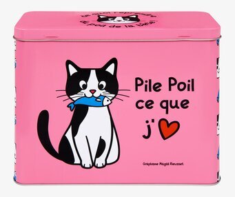 Bild av färgglad plåtburk med kattillustrationer