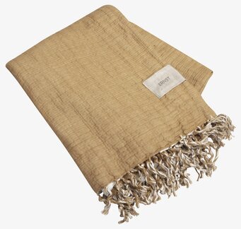 Bomullspläd Saffran från Ernst med fransar och etikett