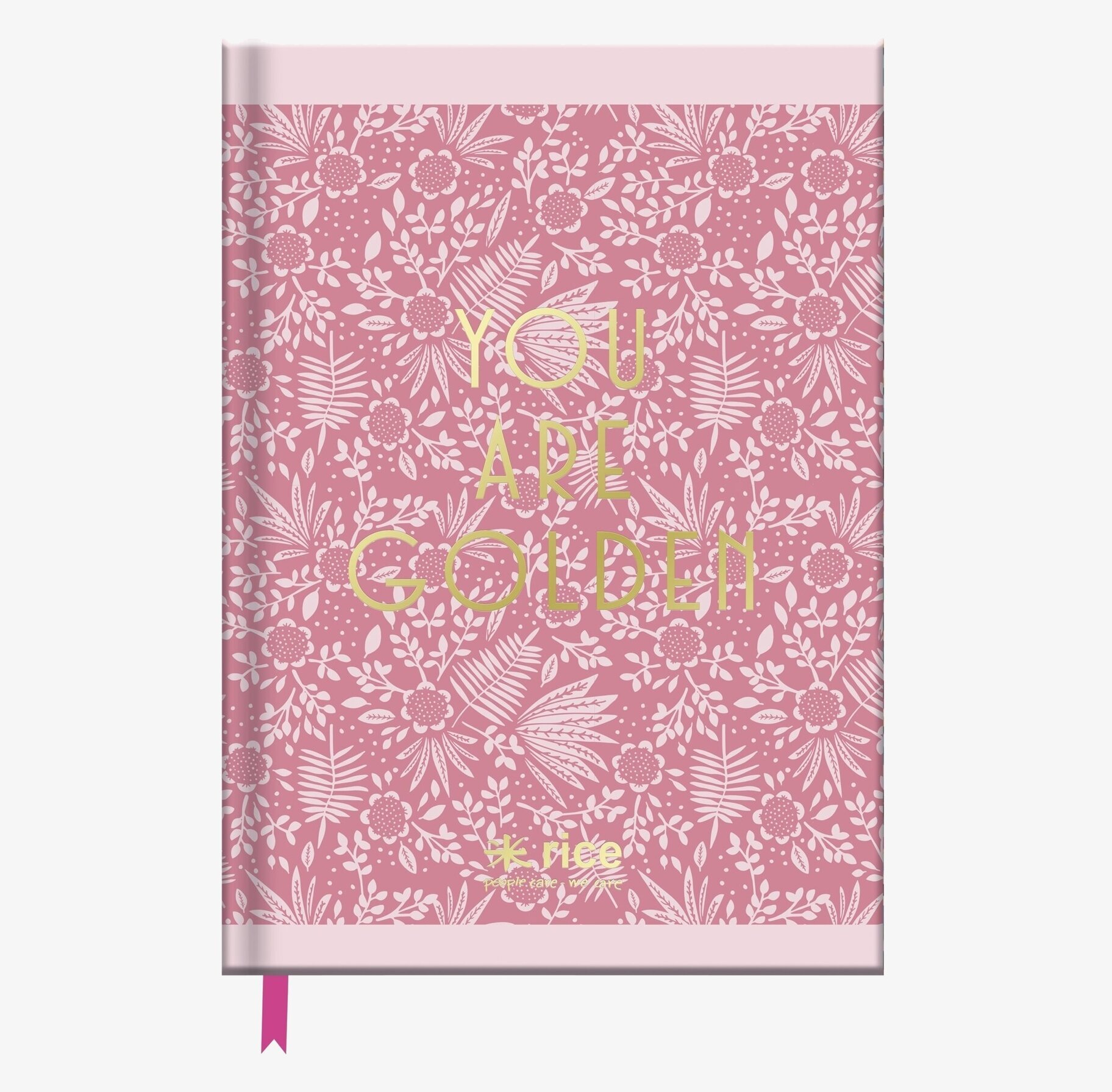 Skrivbok A4 Fern & Flower Print från Rice med rosa omslag