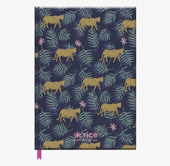 Skrivbok A5 Leopard & Leaves Print från Rice med leopardmönster