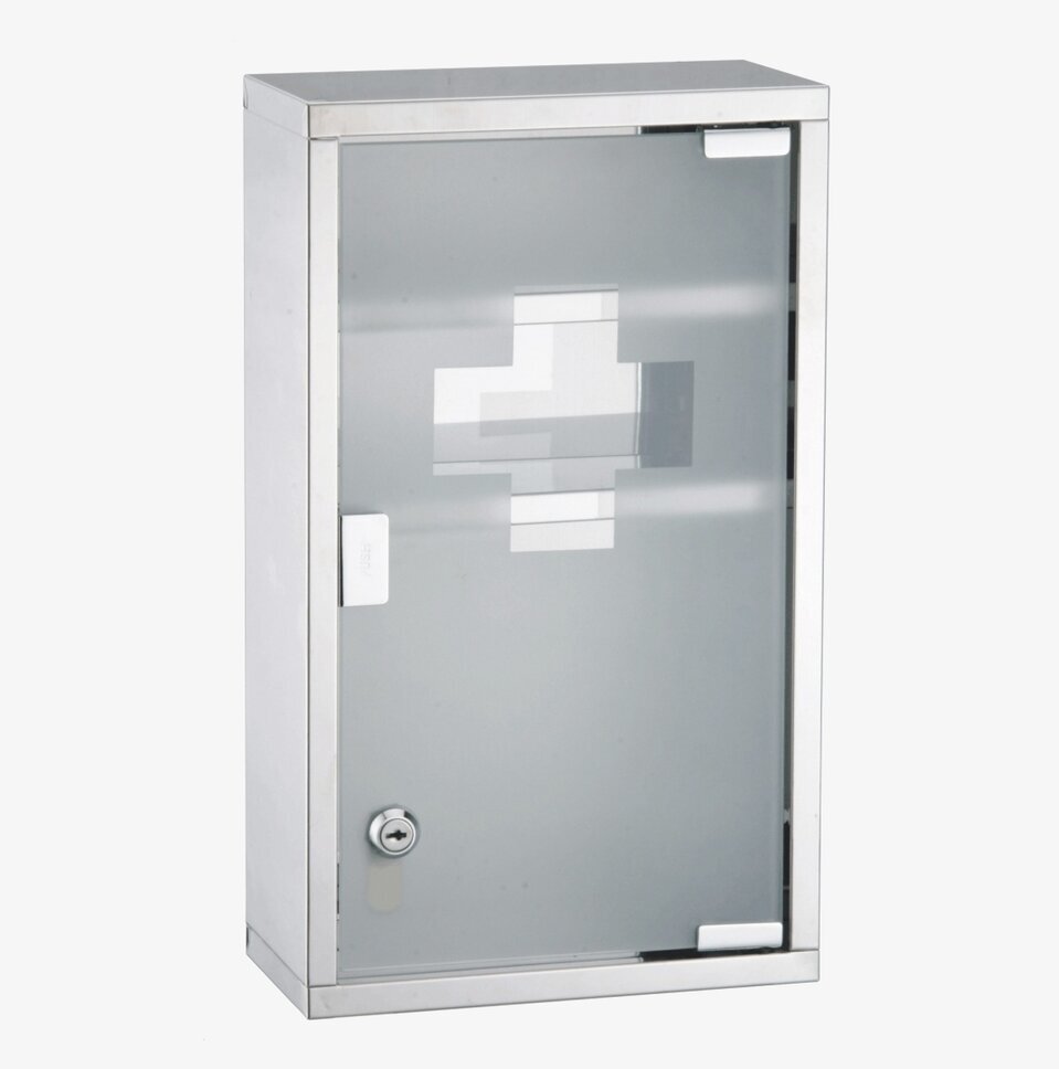 Medicinskåp Rostfritt Stål från Demerx med frostad glasdörr