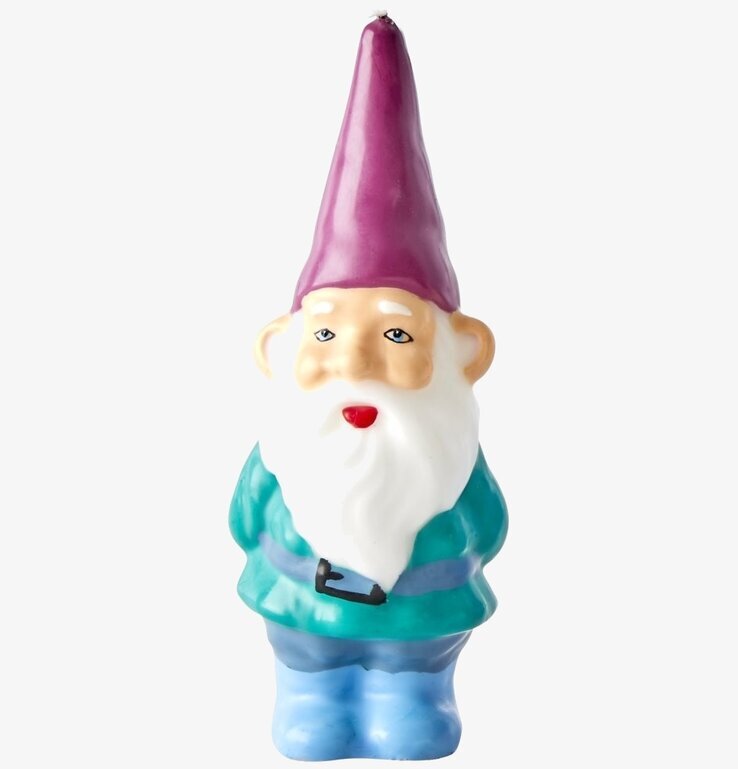 Gnome Candle från Rice, en färgglad trädgårdstomte-ljuskälla