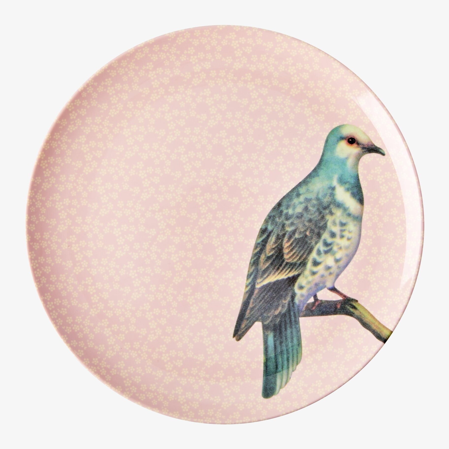 Tallrik Vintage Bird Print Soft Pink från Rice i melamin
