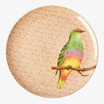 Tallrik Vintage Bird Print Nougat från Rice med fågelmotiv