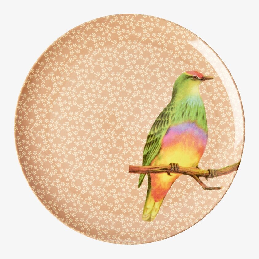 Tallrik Vintage Bird Print Nougat från Rice med fågelmotiv