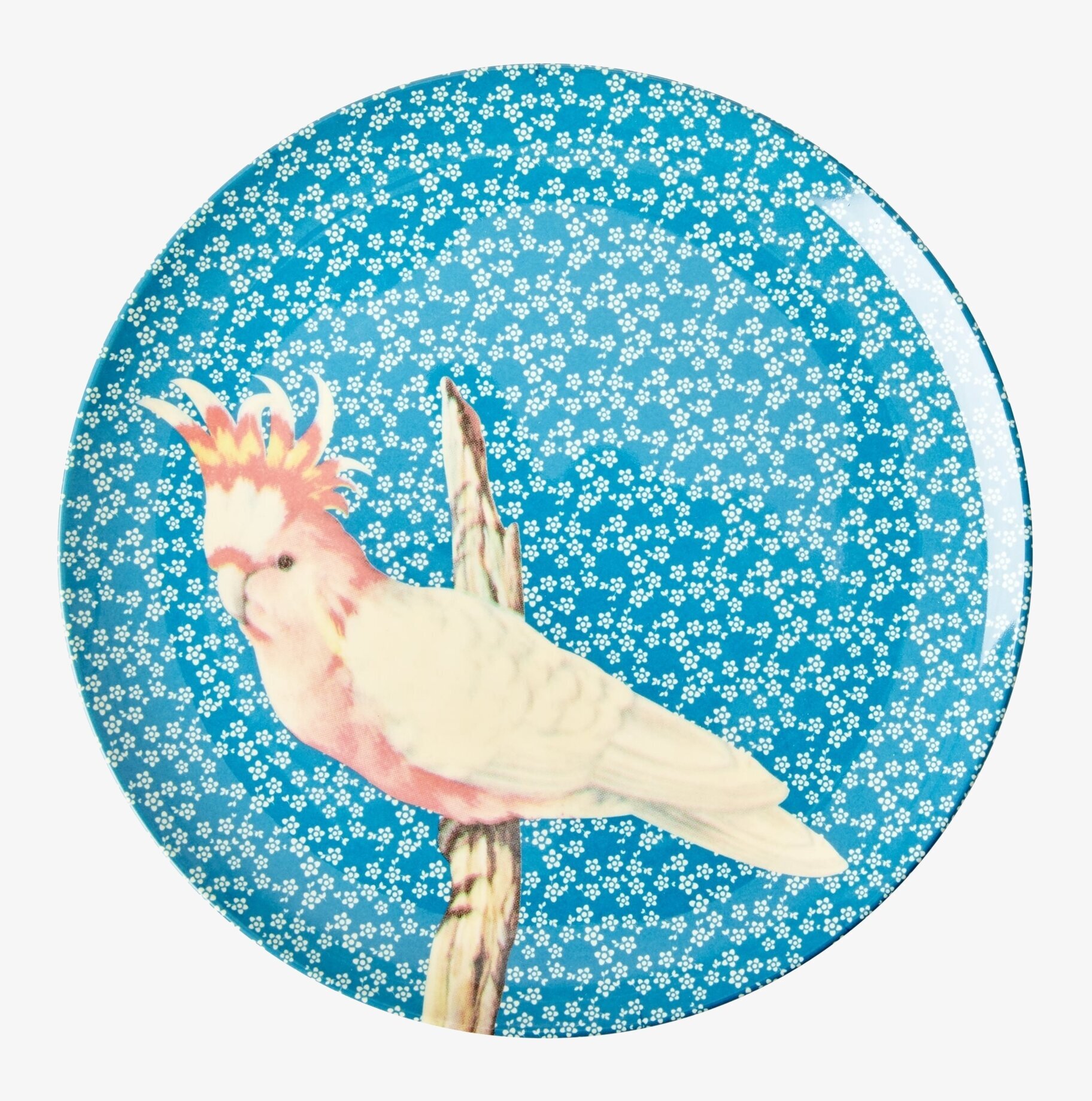 Tallrik Vintage Bird Print Blue från Rice med fågelmotiv
