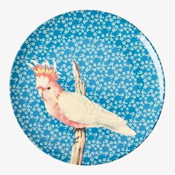 Assiett Vintage Bird Print Blue från Rice med fågelmotiv