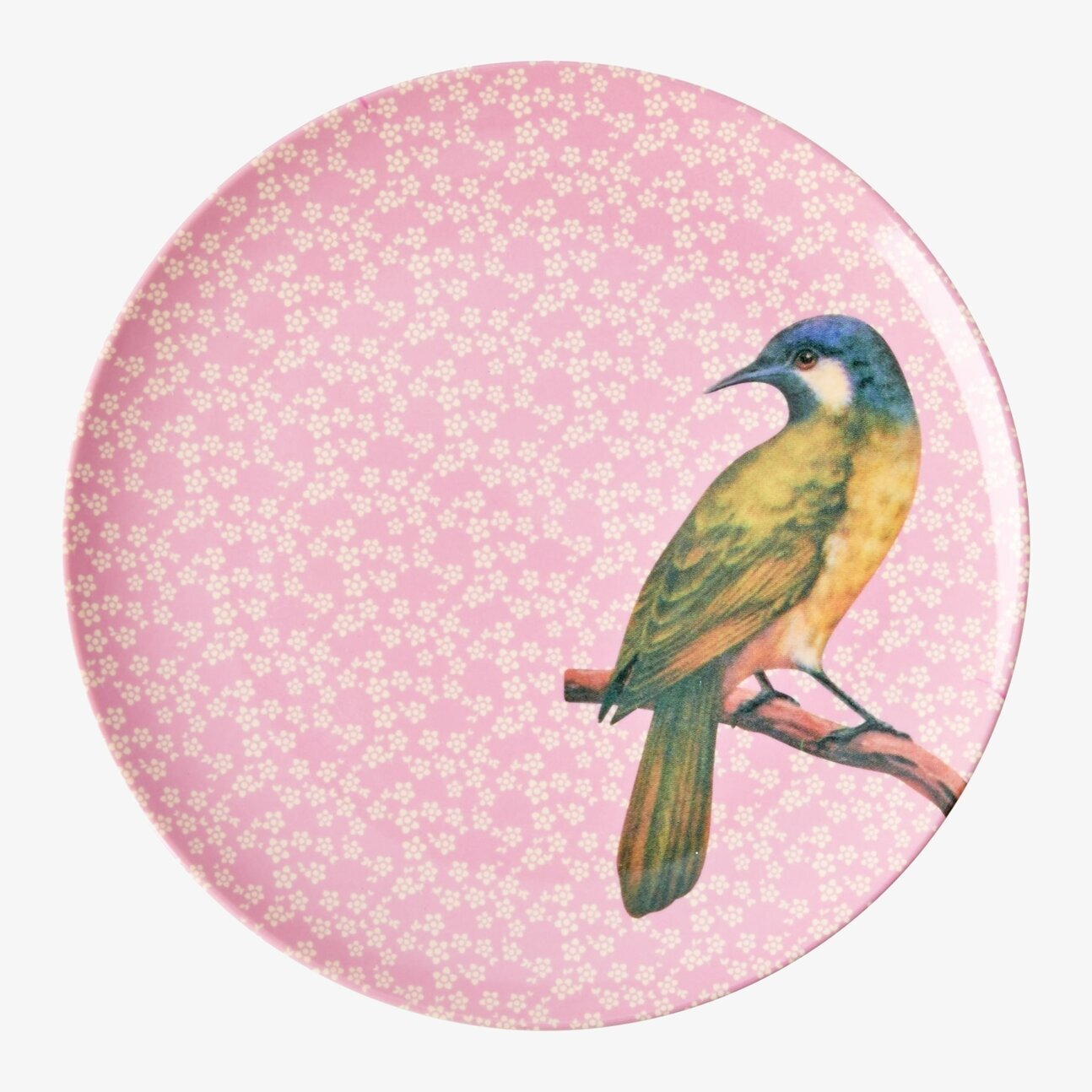 Assiett Vintage Bird Print Pink från Rice med fågelmotiv