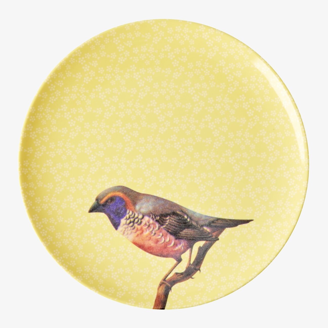 Assiett Vintage Bird Print Yellow från Rice med fågelmotiv