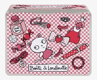 Bild av färgglad plåtburk med lekfullt och sagolikt tema